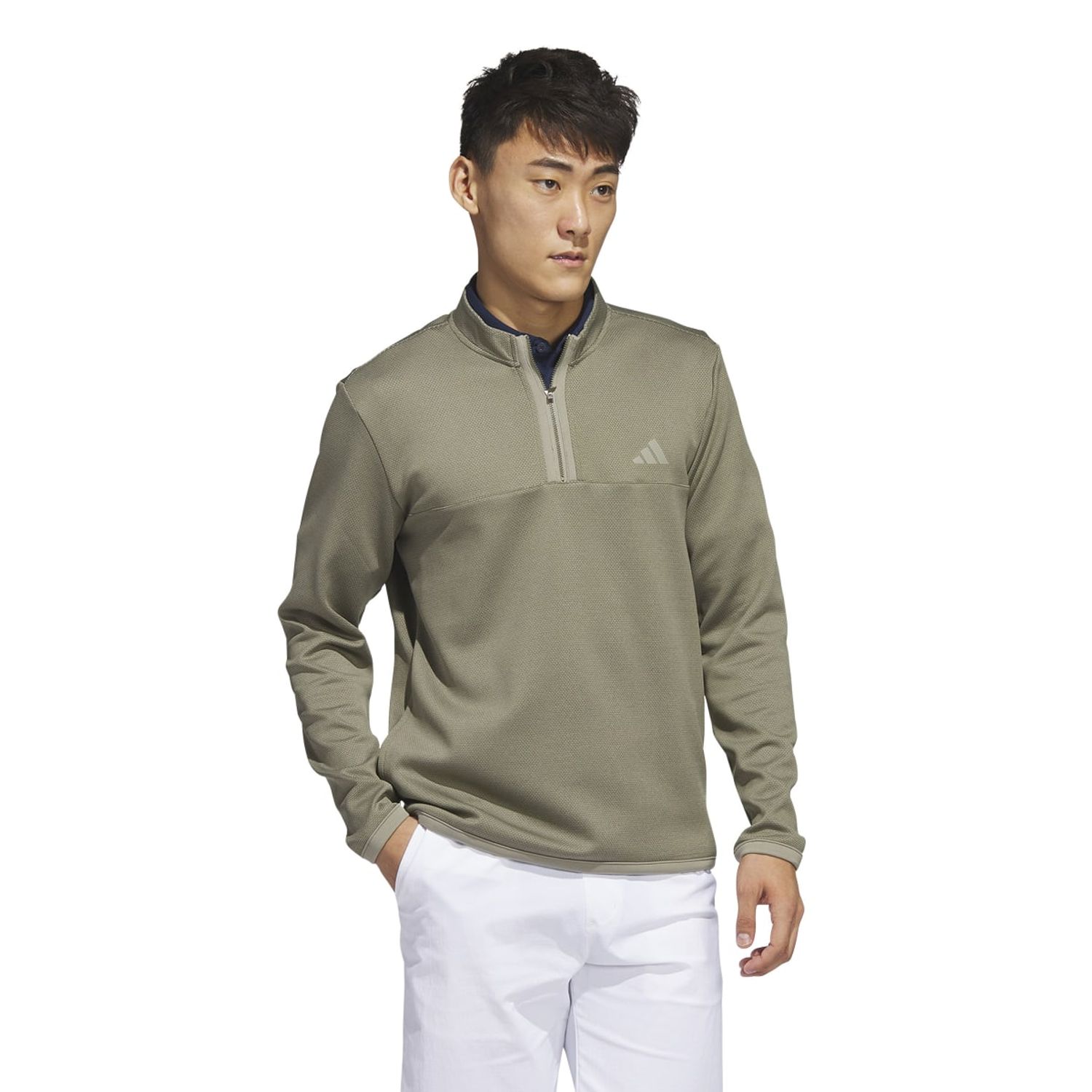 olive adidas Mens Golf Microdot 1/4 Zip Pullover - Get The Label