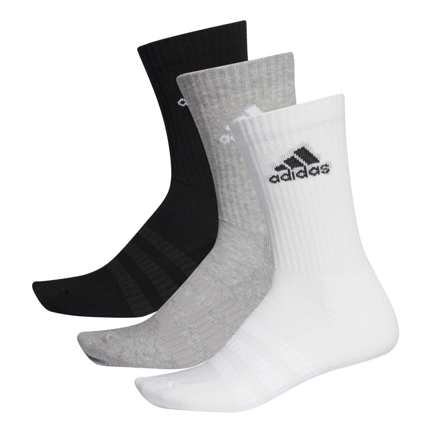 Black Grey White adidas 3-Pack Cushioned Crew Socks - Get The Label