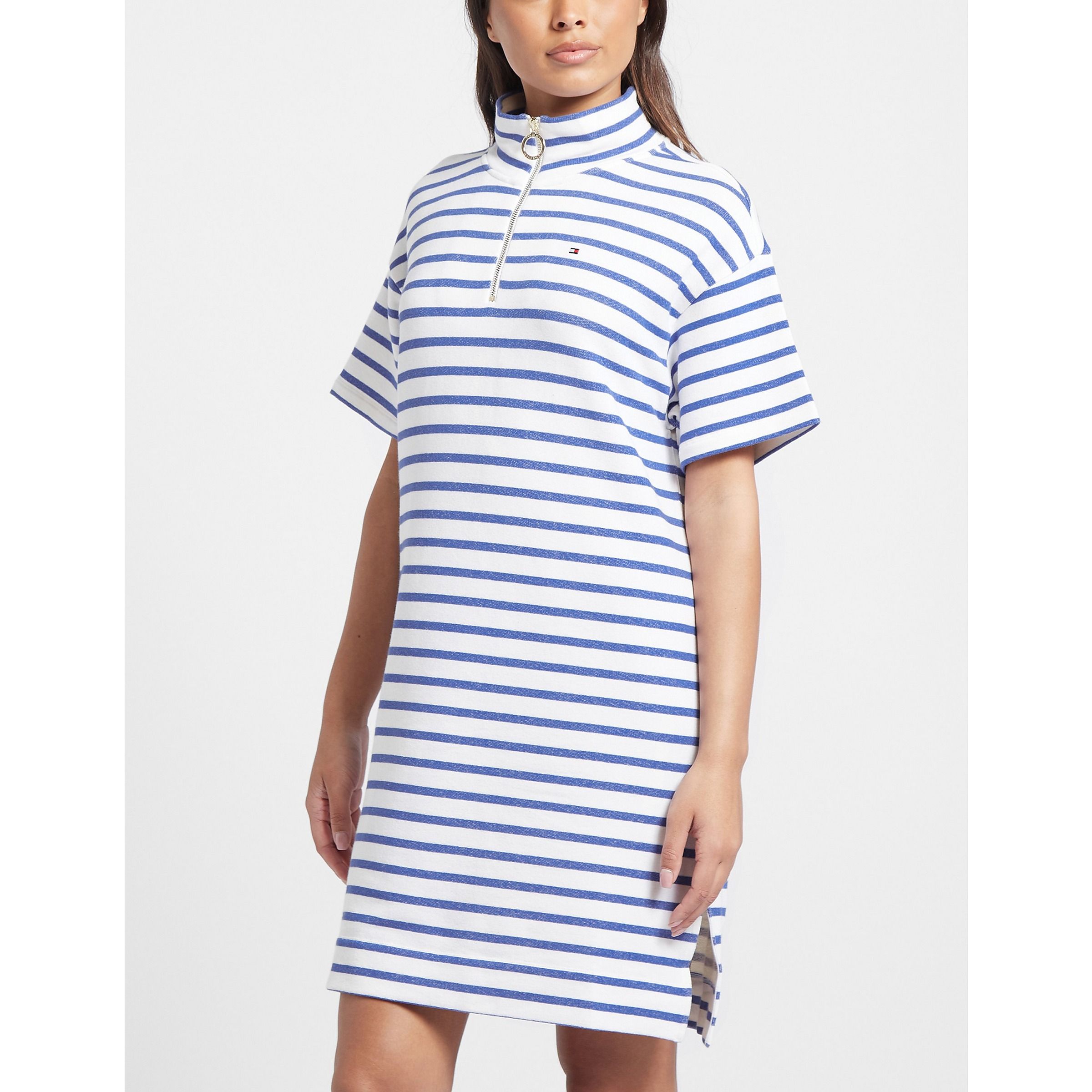 Womens Half-Zip Stripe Dress