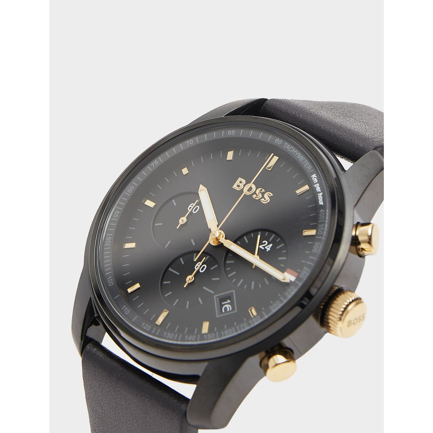 Watch Get Trace Black Dial Boss Label Black - Mens The Hugo
