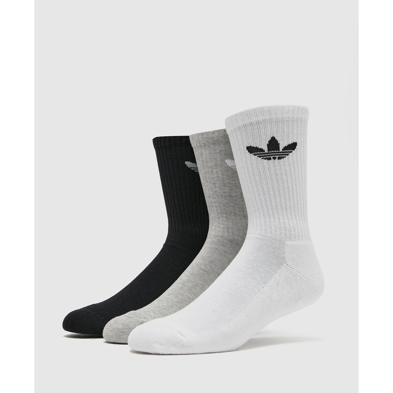Black Grey White adidas Originals Lot 3 paires chaussettes Coussinees  Trefle Mi-mollet - Get The Label