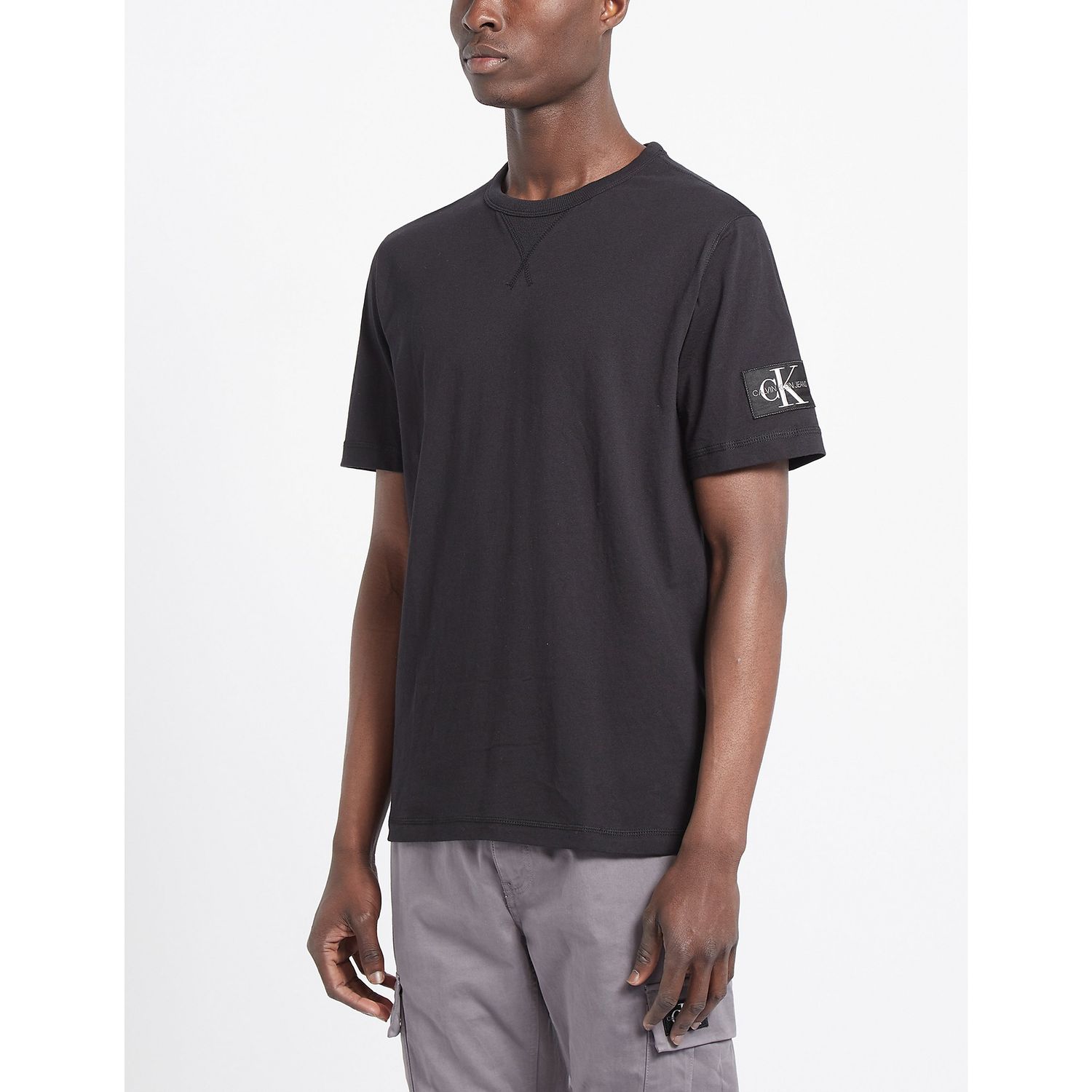 Black Calvin Klein Mens Monogram Get T-Shirt Badge The - Label
