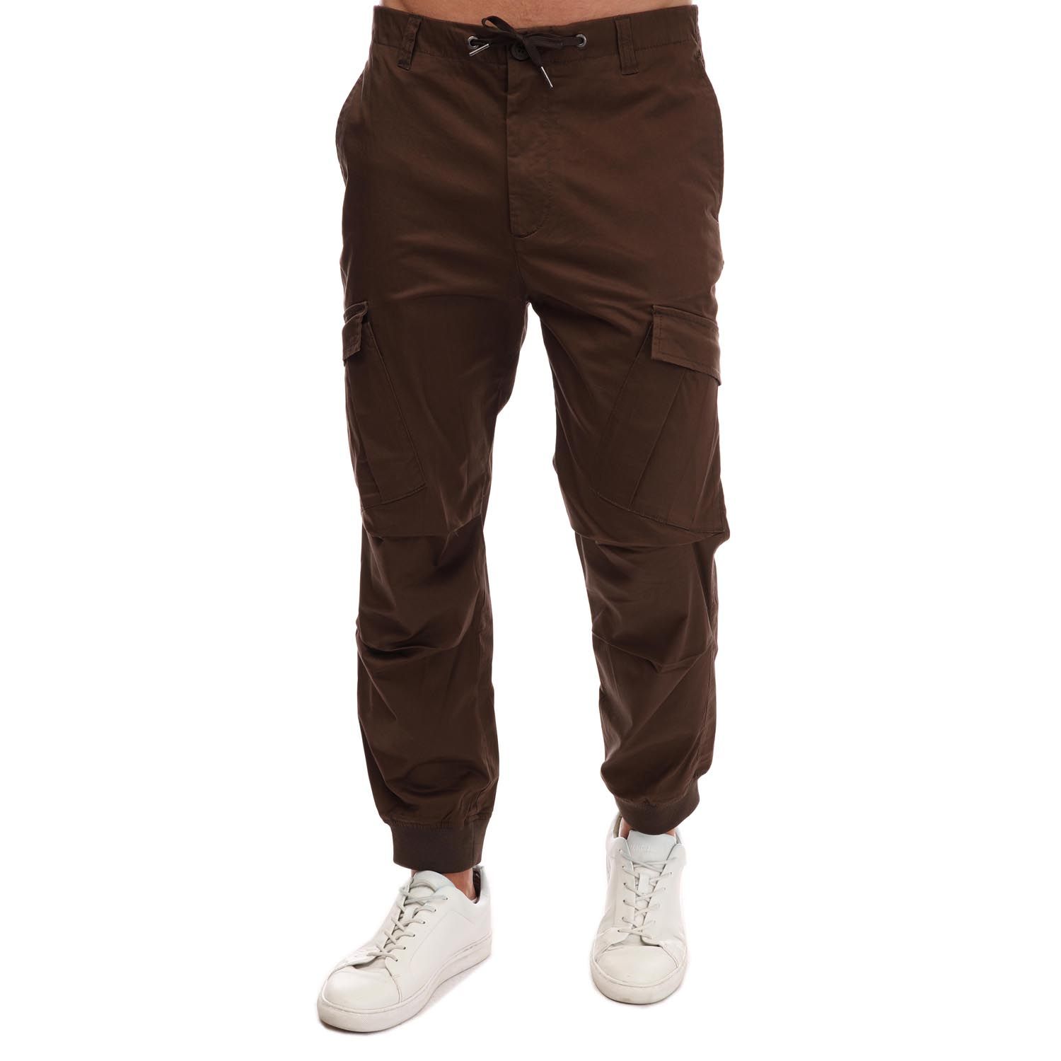 Brown Armani Exchange Mens Cargo Military Pockets Trousers - Get The Label