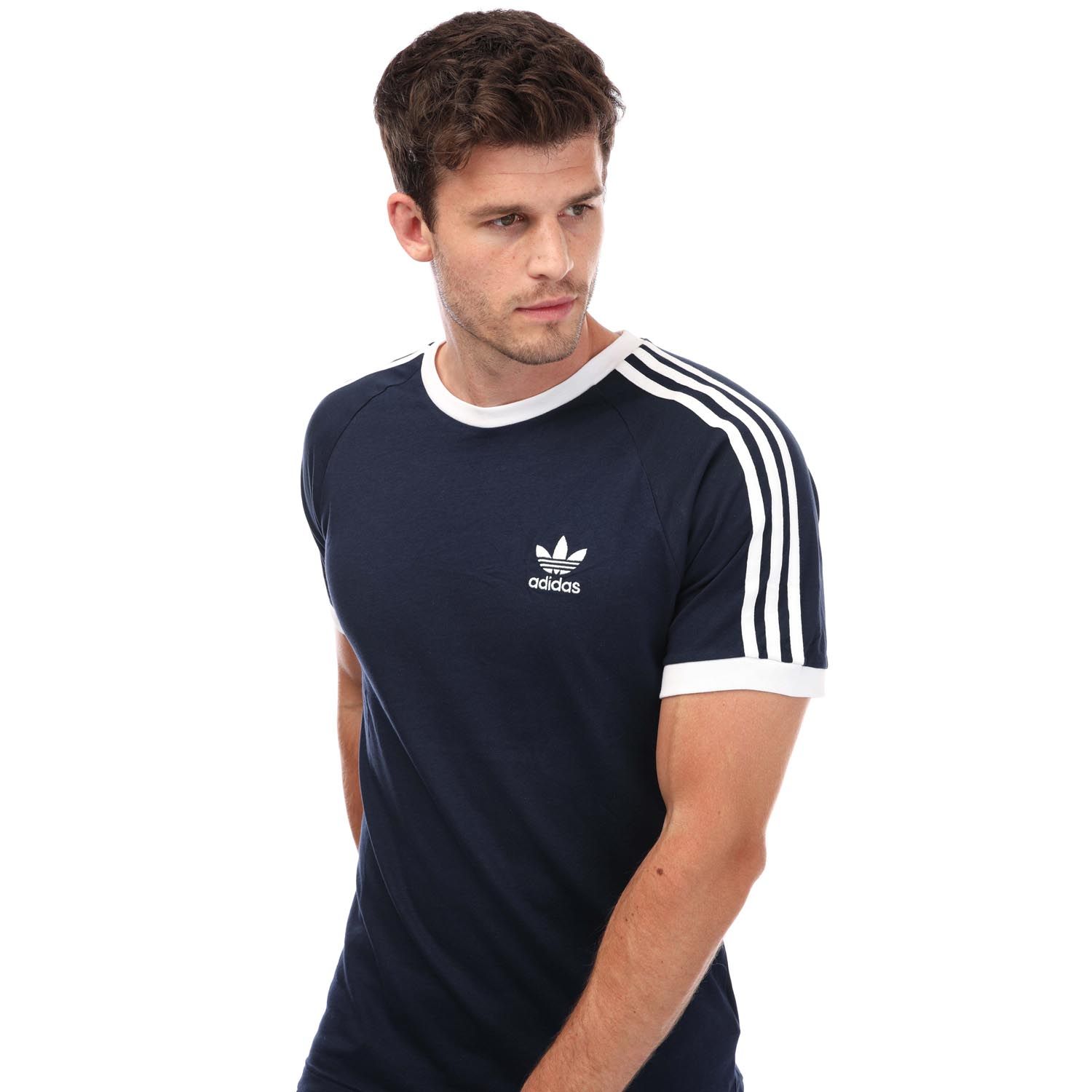 Navy adidas Originals Mens Adicolour Classics 3 Stripes T-Shirt - Get ...