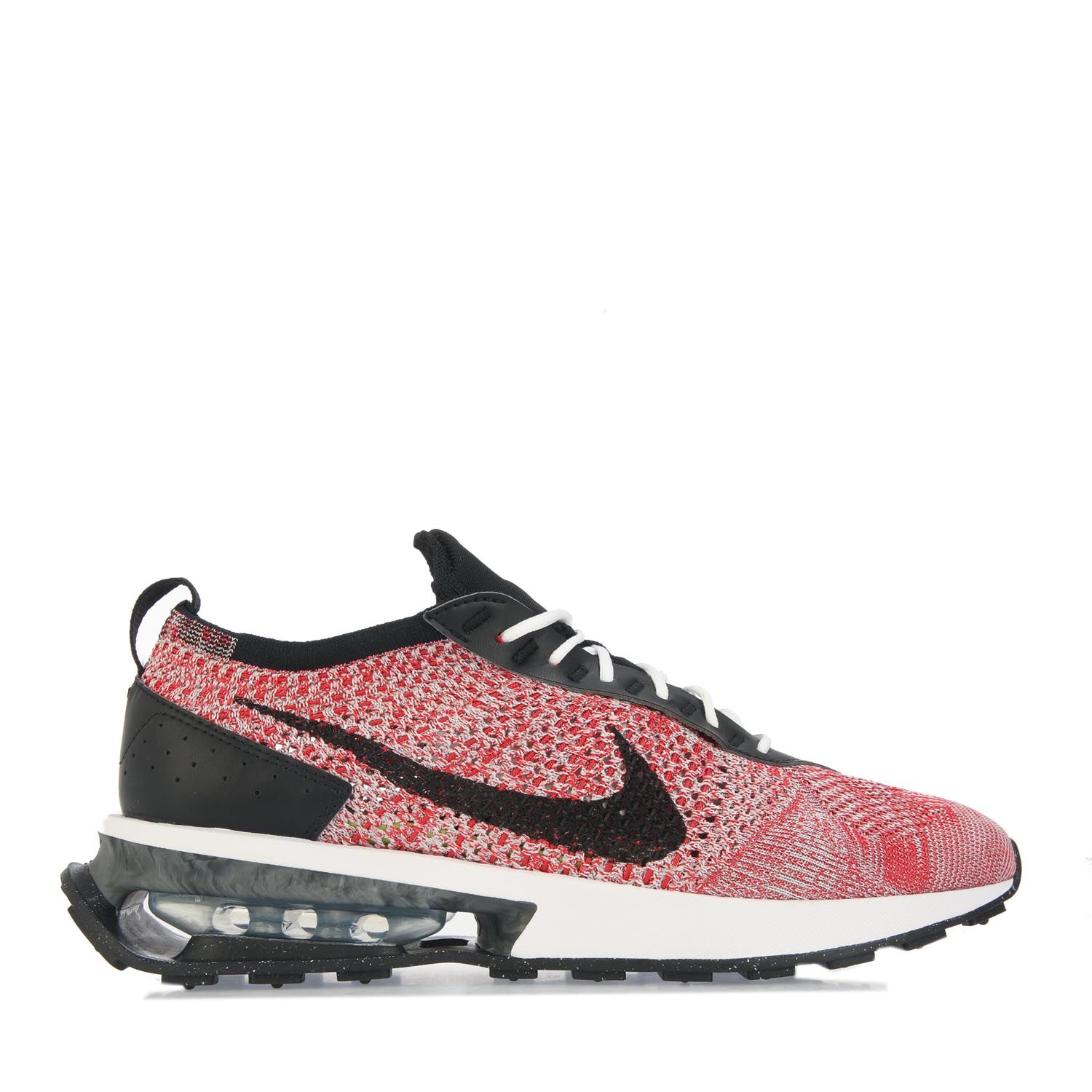 Nike Mens Air Max Flyknit Racer Trainers in White red black