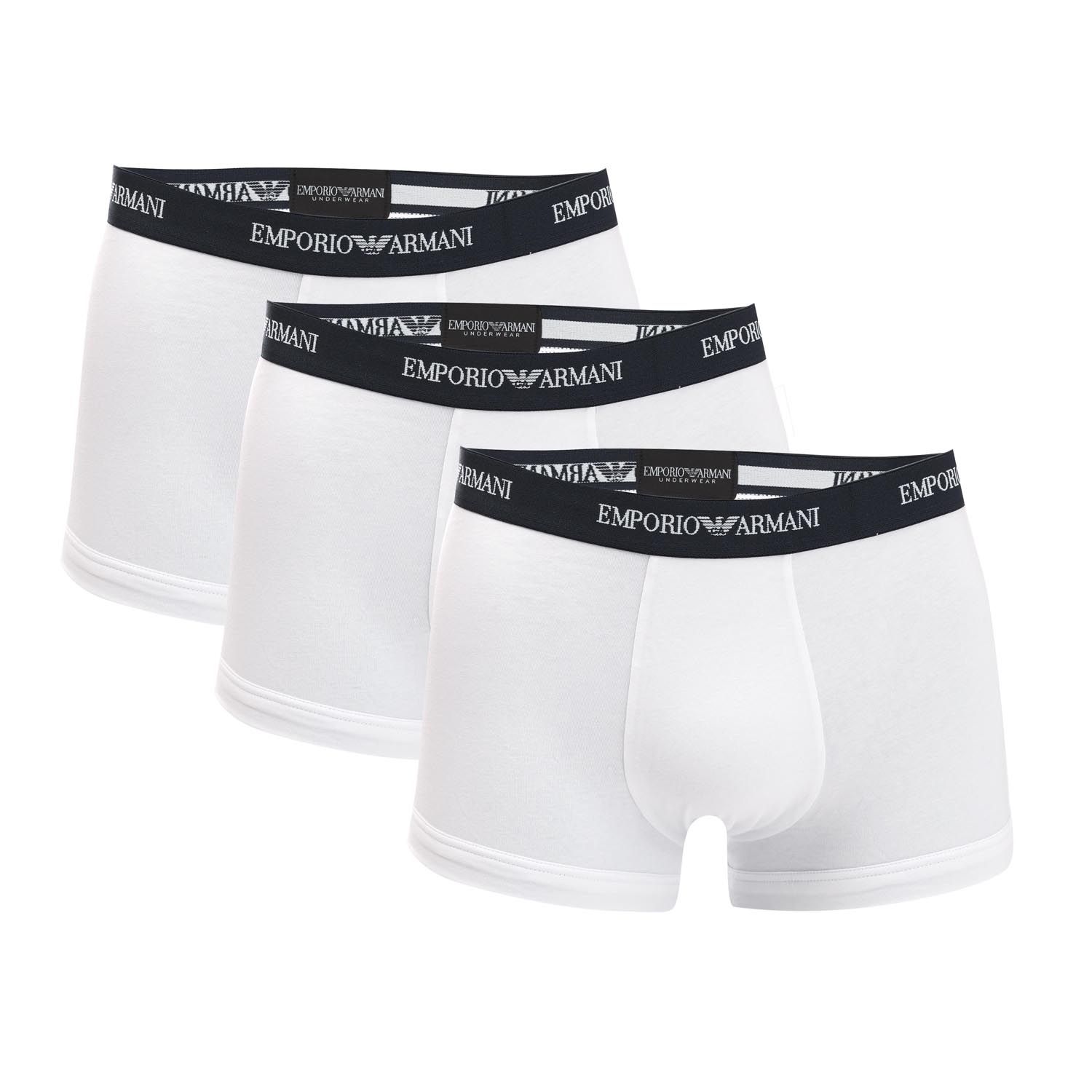 White Armani Mens 3 Pack Core Logoband Boxer Trunks - Get The Label