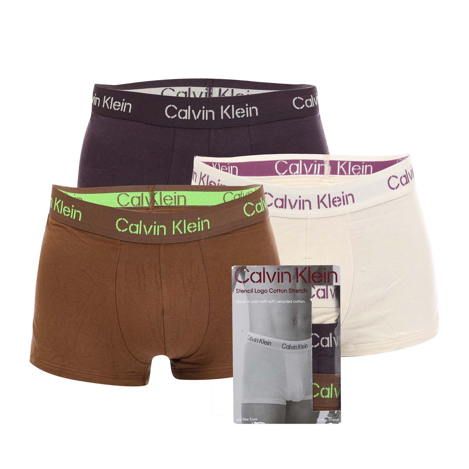 Calvin Klein Mens 365 2 Pack Trunks Boxer Underwear Elasticated Waist 