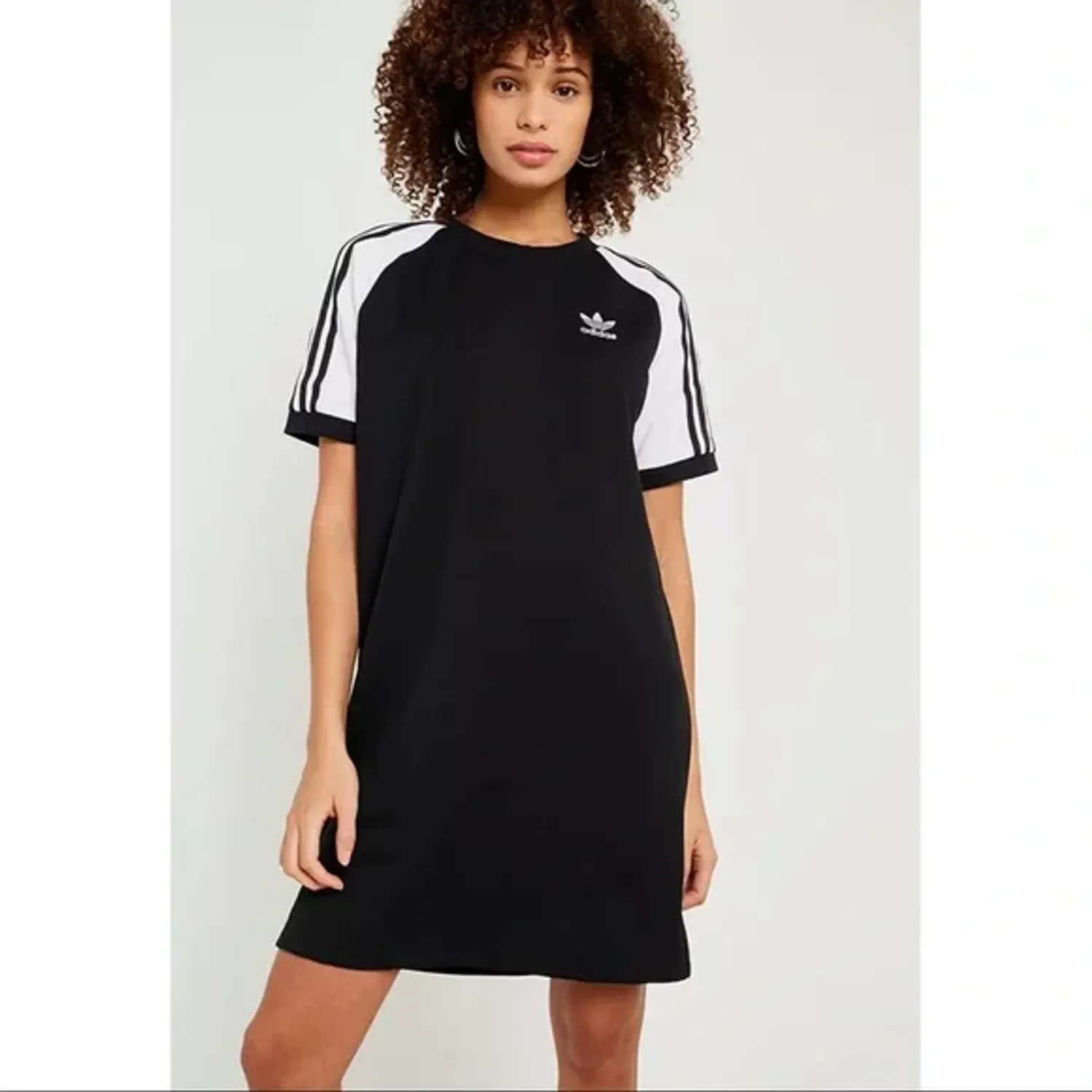 Black adidas Originals Womens 3-Stripe Raglan Sleeve T-Shirt Dress ...