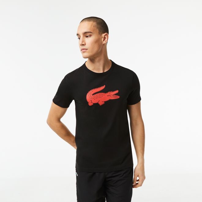 Black Red Lacoste Mens SPORT 3D Print Crocodile Jersey T-Shirt - Get ...