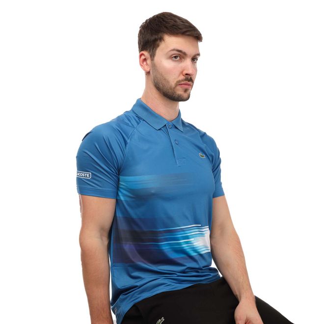 Blue Lacoste Mens SPORT Novak Djokovic Print Stretch Polo Shirt - Get ...