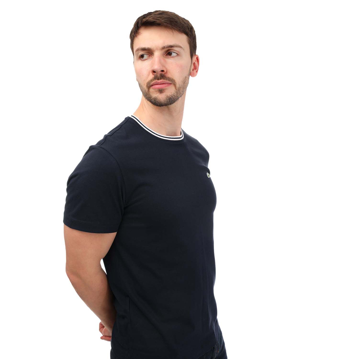 Navy-White Lacoste Mens Essential T-Shirt - Get The Label
