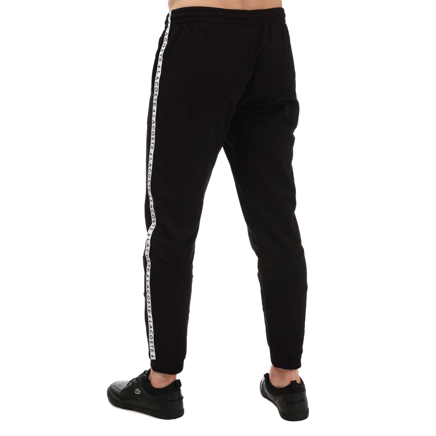 Black Lacoste Mens Tape Joggers - Get The Label