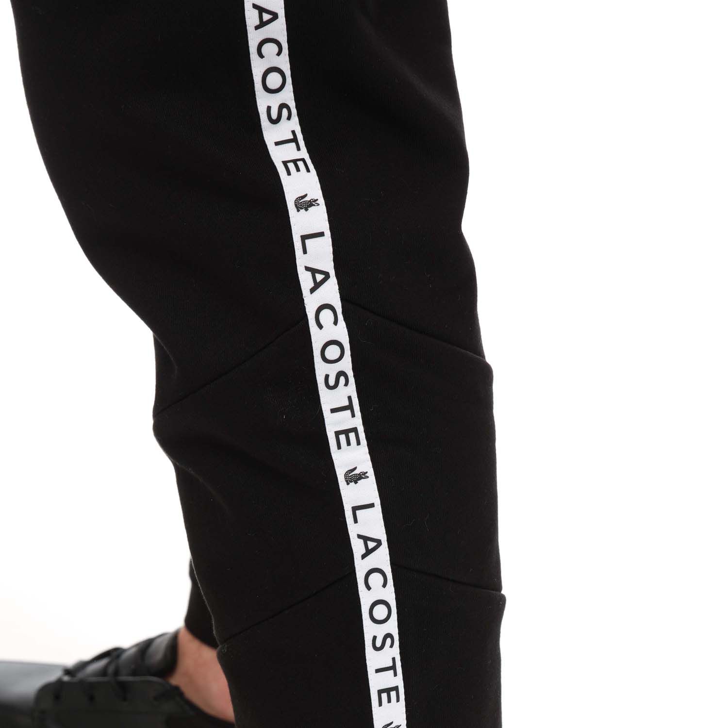 Black Lacoste Mens Tape Joggers - Get The Label