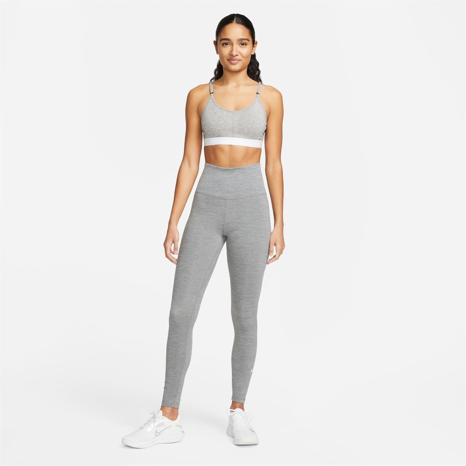 Grey Nike Womens One Dri Fit High Rise Leggings - Get The Label