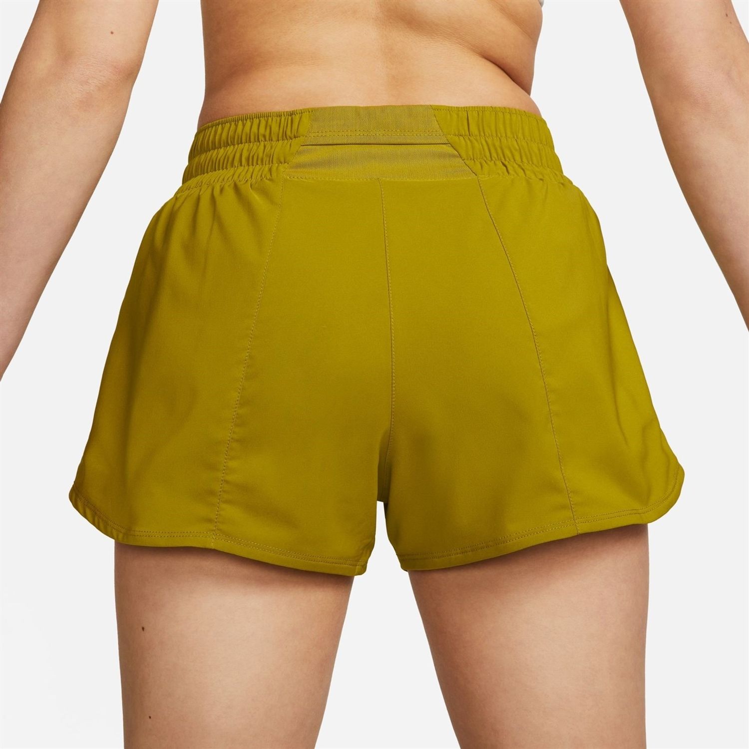 Nike Womens Dri Fit One Mid Rise 3 Brief Lined Shorts in Green