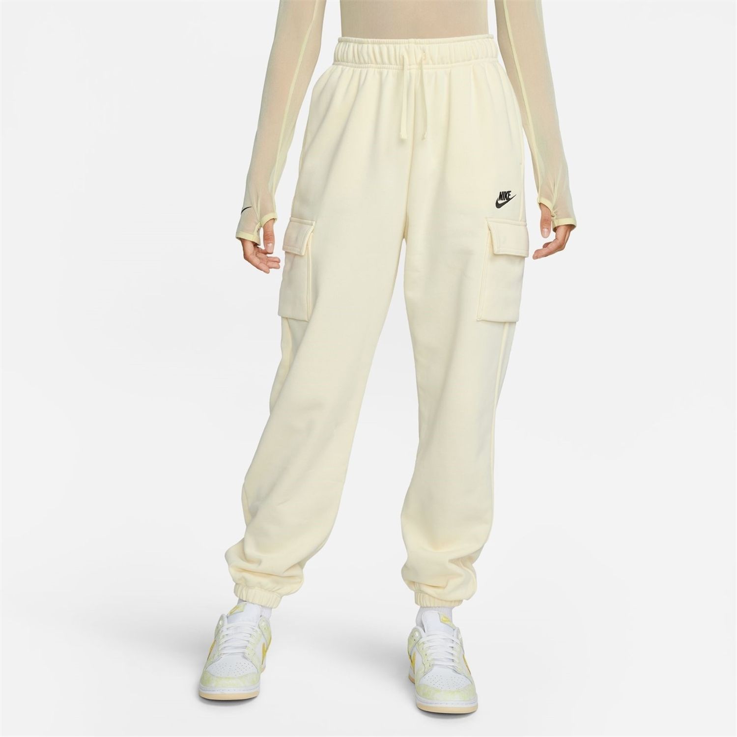 Cream Nike Sportswear Essentials Mid Rise Cargo Pants Ladies - Get