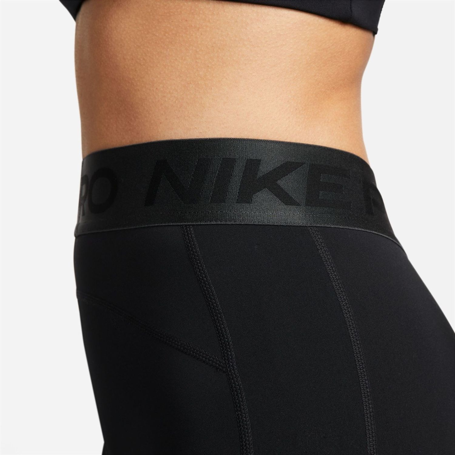 Black Nike Womens Pro Dri Fit Graphic Mid Rise Leggings - Get The