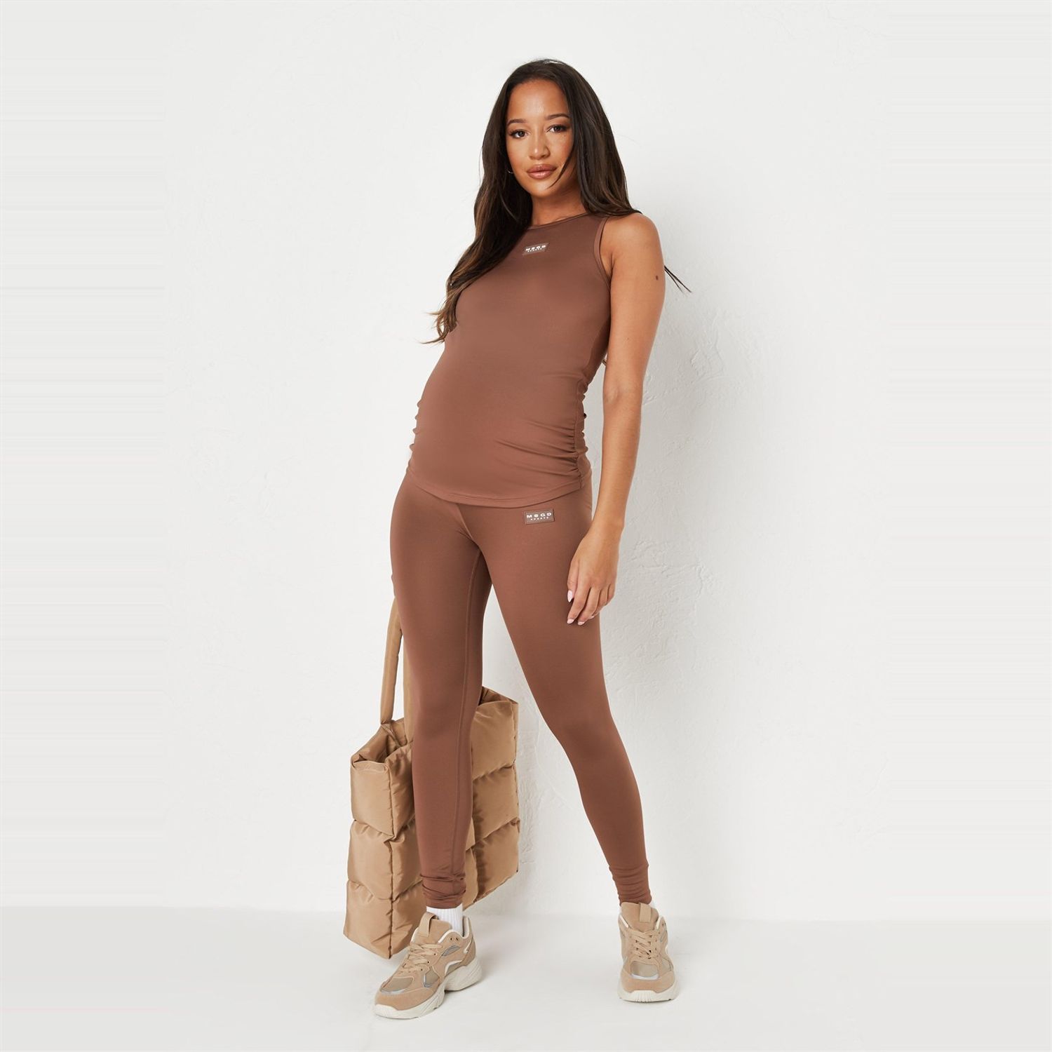 Brown Missguided Recycled MSGD Sports Maternity Gym Leggings - Get