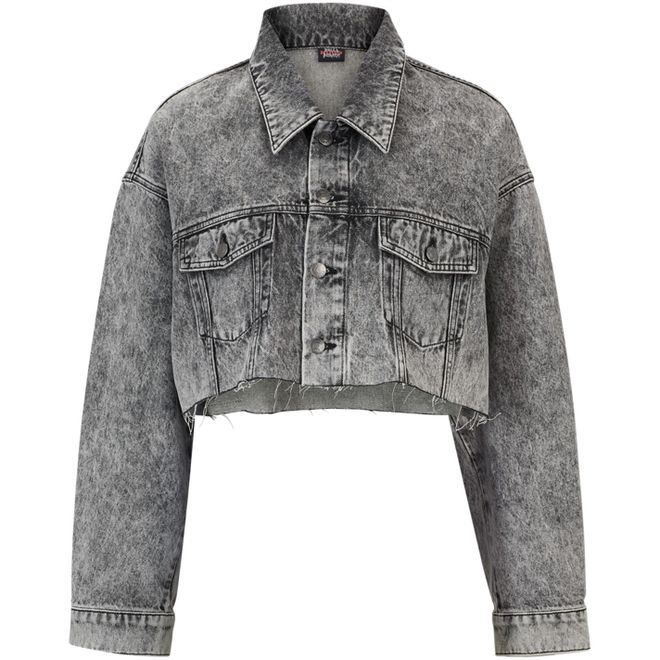 X Bella Poarch Cropped Relaxed Fit Denim Jacket