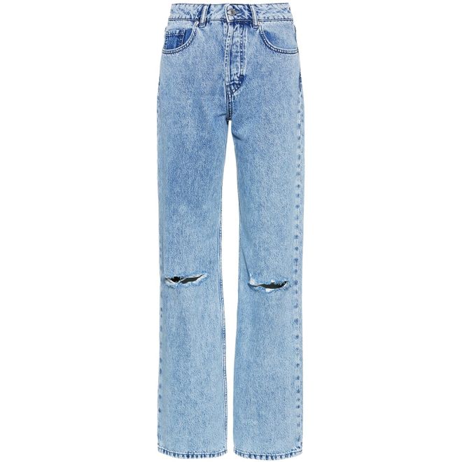 Women's Blue Rigid Denim Relaxed-Fit Jeans