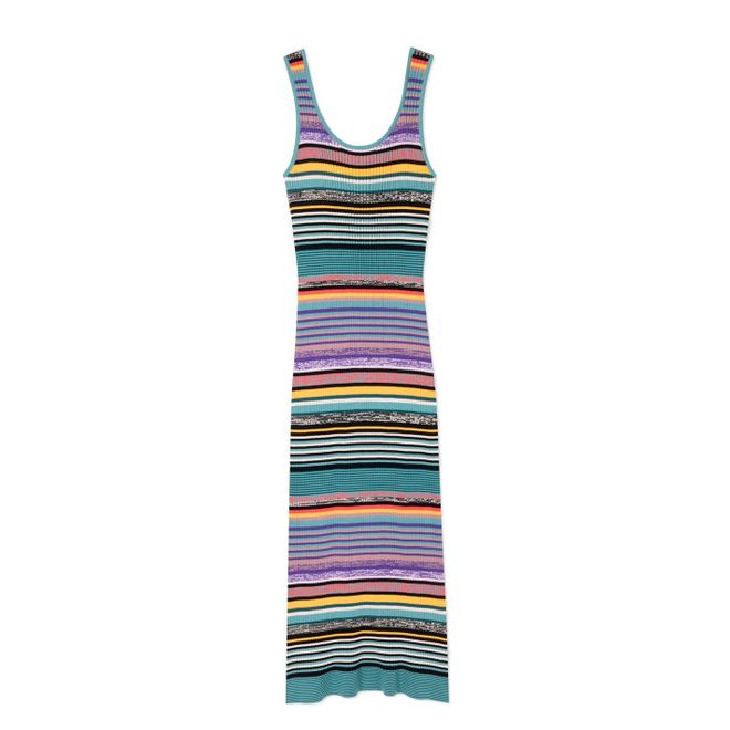 Womens 'Glass Stripe' Scoop Neck Rib-Knitted Dress