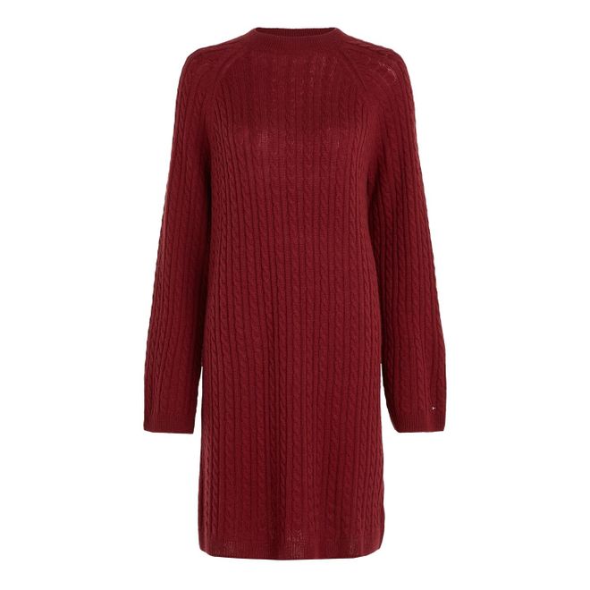 Cable Knit Wool Jumper Dress