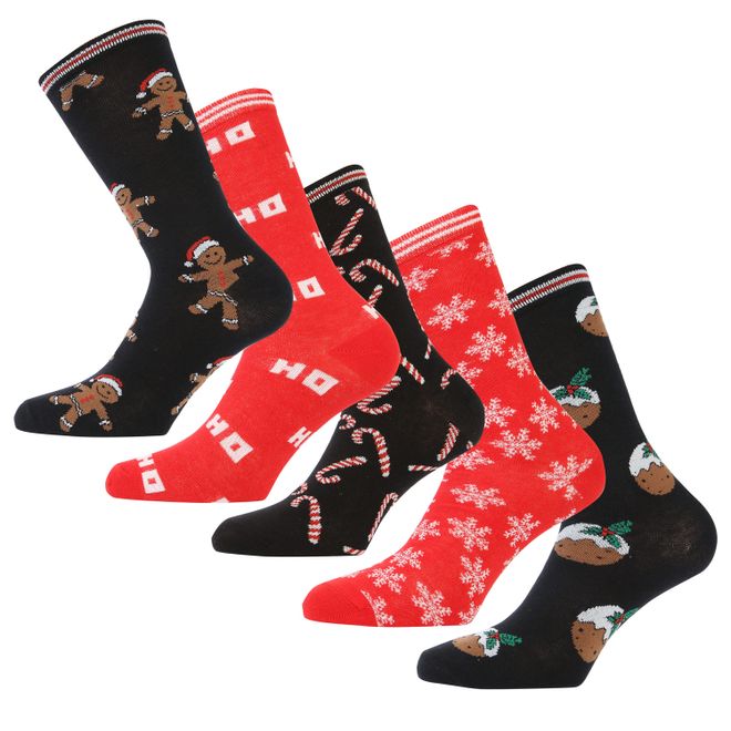 Womens 5 Pack Christmas Socks