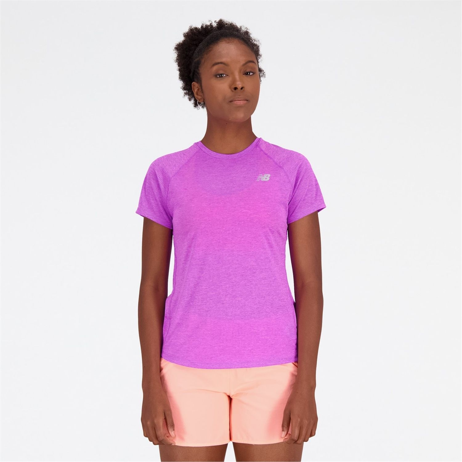New Balance Womens Impact Short Sleeve Run T-Shirt in Pink