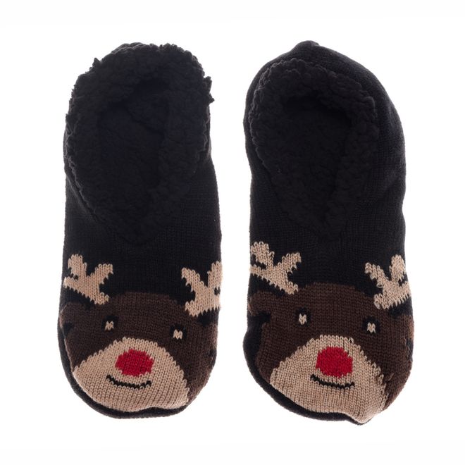 Womens Reindeer Slipper Socks