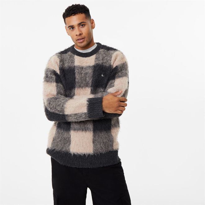 Brushed Check Crew Sweater