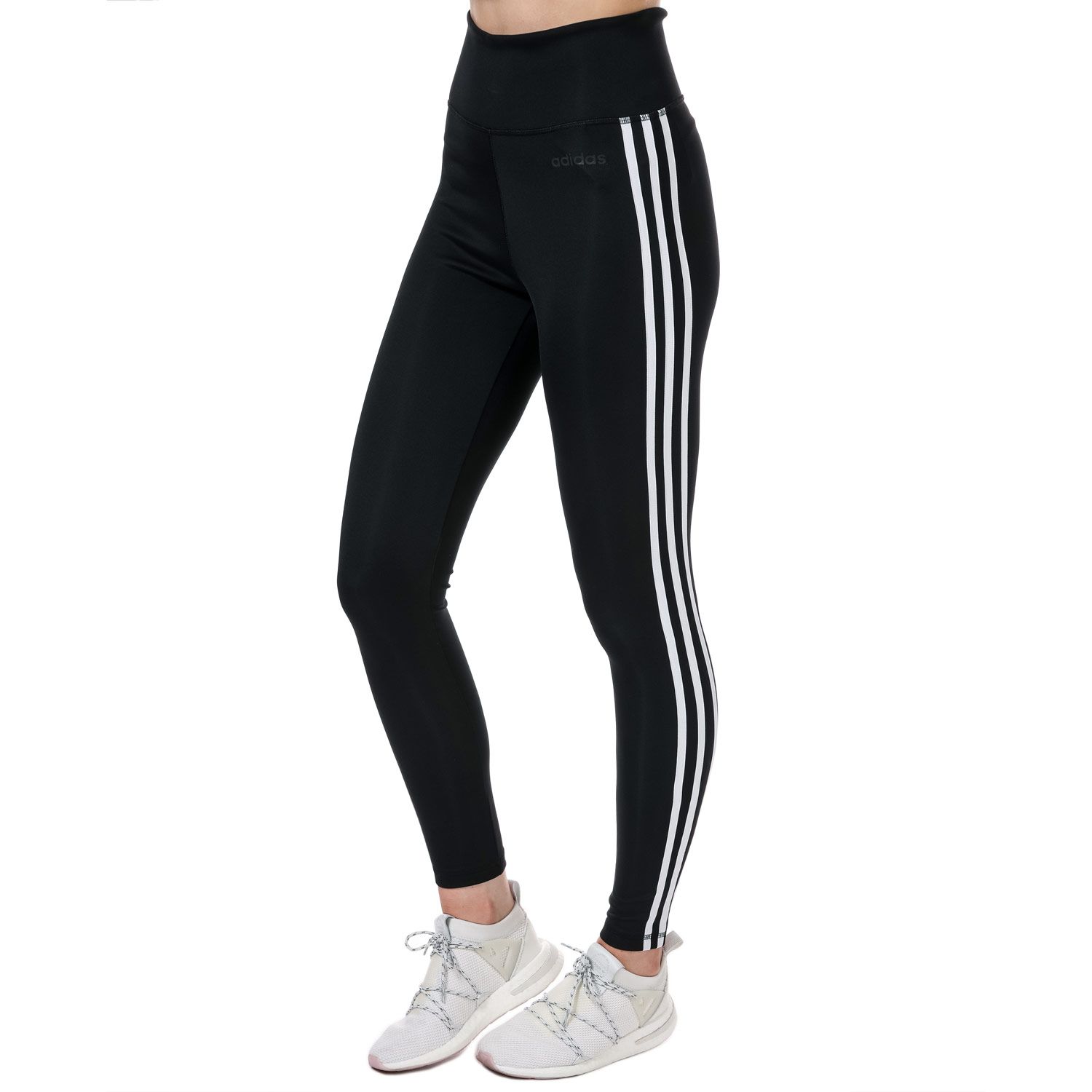 Black-White adidas Womens D2M 3-Stripes High-Rise Long Tights - Get The ...