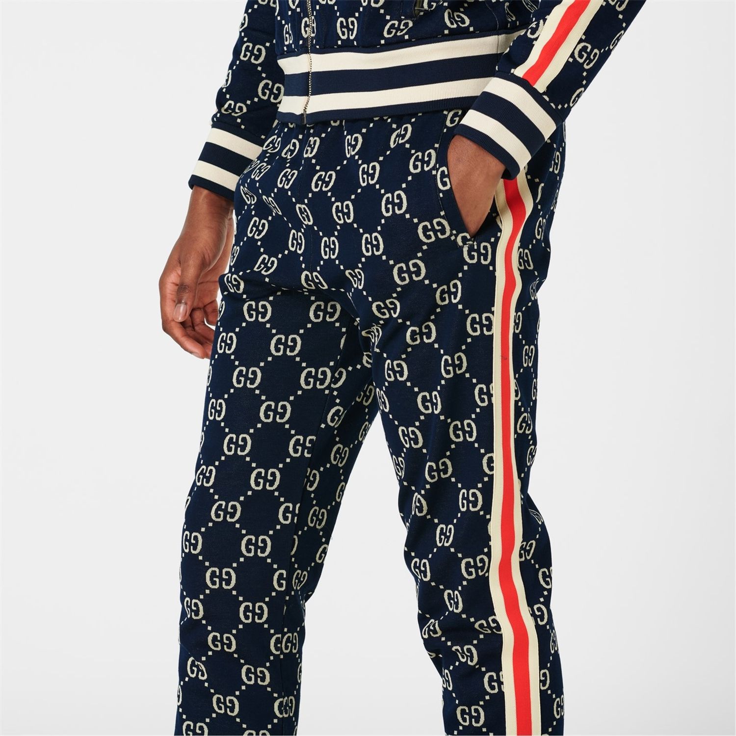 Blue Gucci Gg Jacquard Logo Track Pants - Get The Label