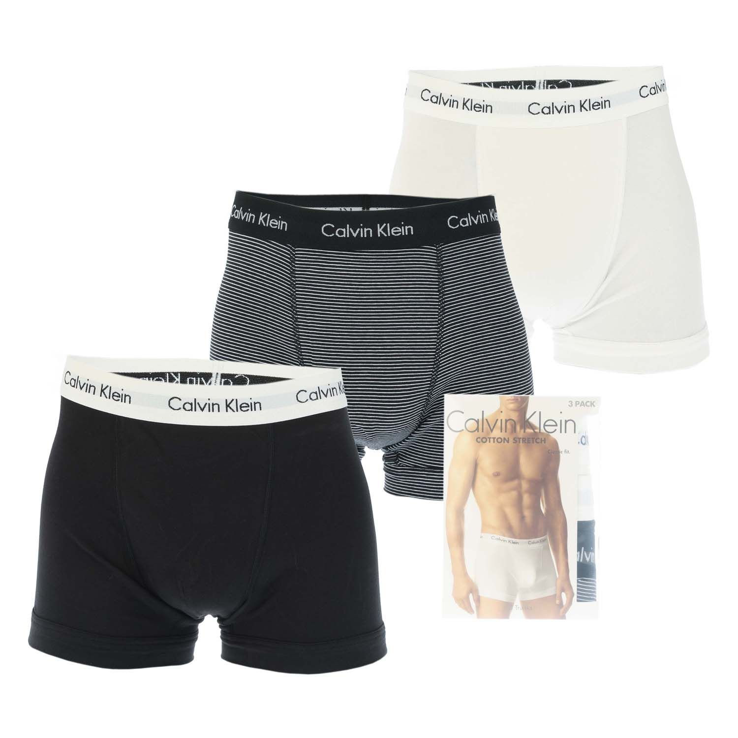White Black Calvin Klein Mens 3 Pack Boxer Shorts - Get The Label