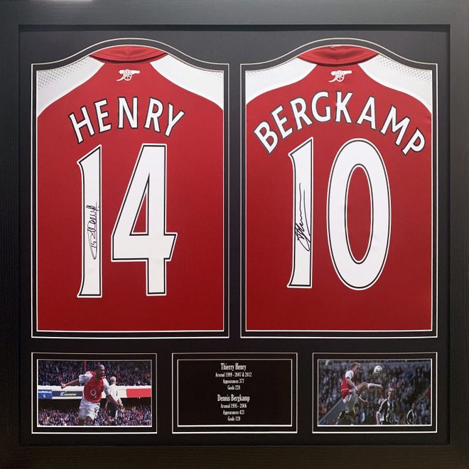 Henry And Bergkamp Double Signed Framed Shirts