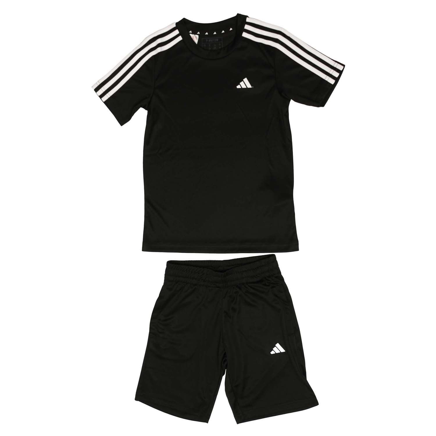 Juniors Jersey & Shorts 3 Stripes Essentials Set