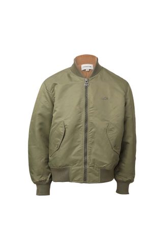Lacoste Bimaterial Quilted Zip Bomber Jacket Green