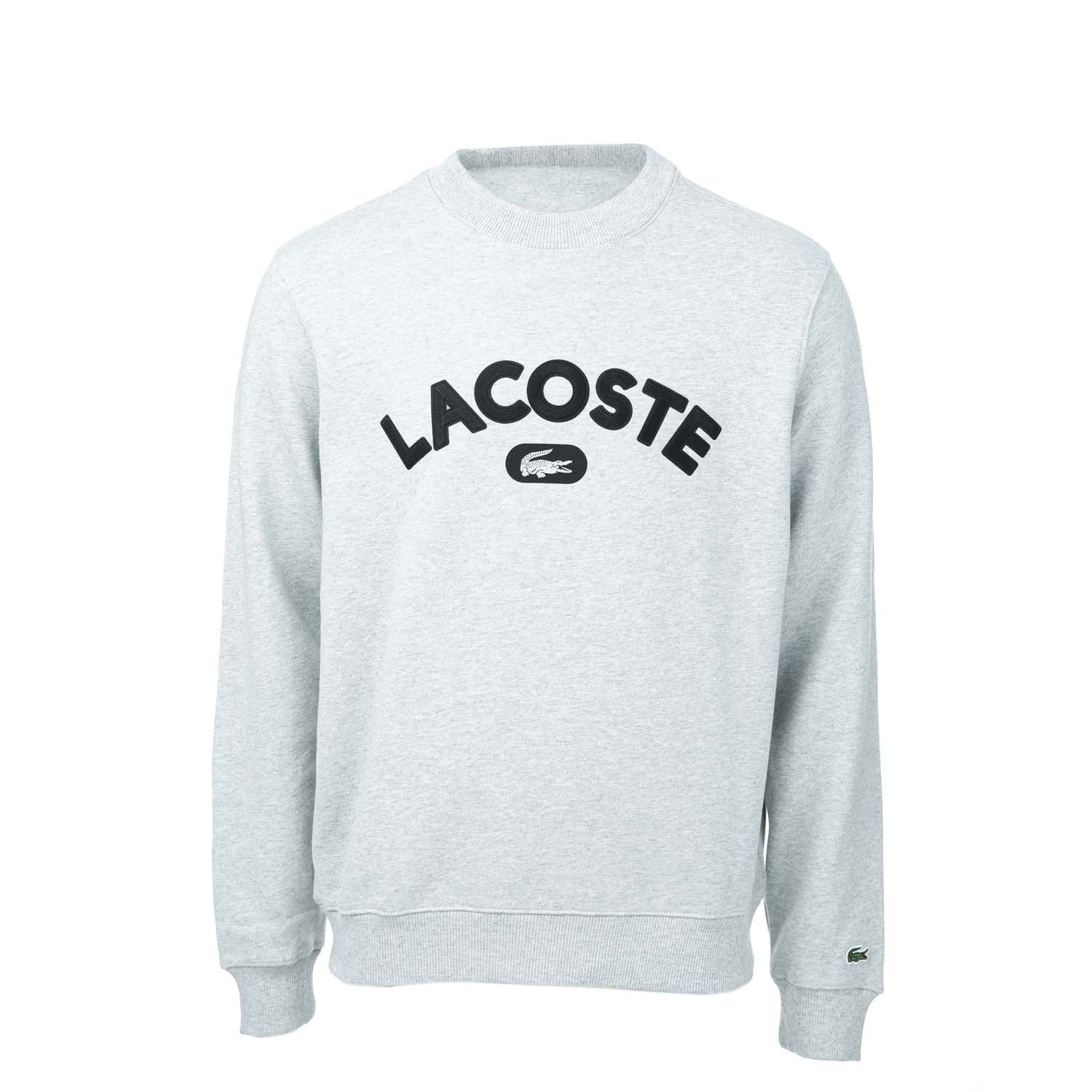 Lacoste Mens Crew Neck Branded Terry Sweatshirt in Grey Marl
