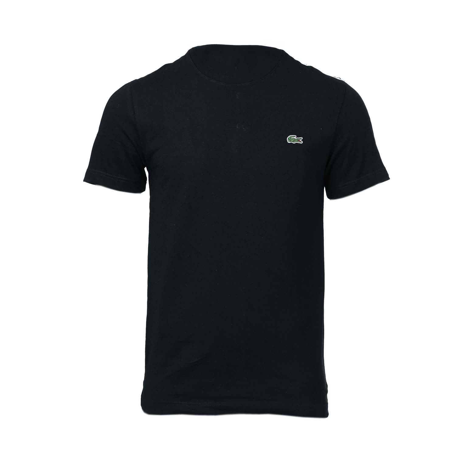 Navy Lacoste Mens Crew Neck Print Striped Cotton T-Shirt - Get The Label