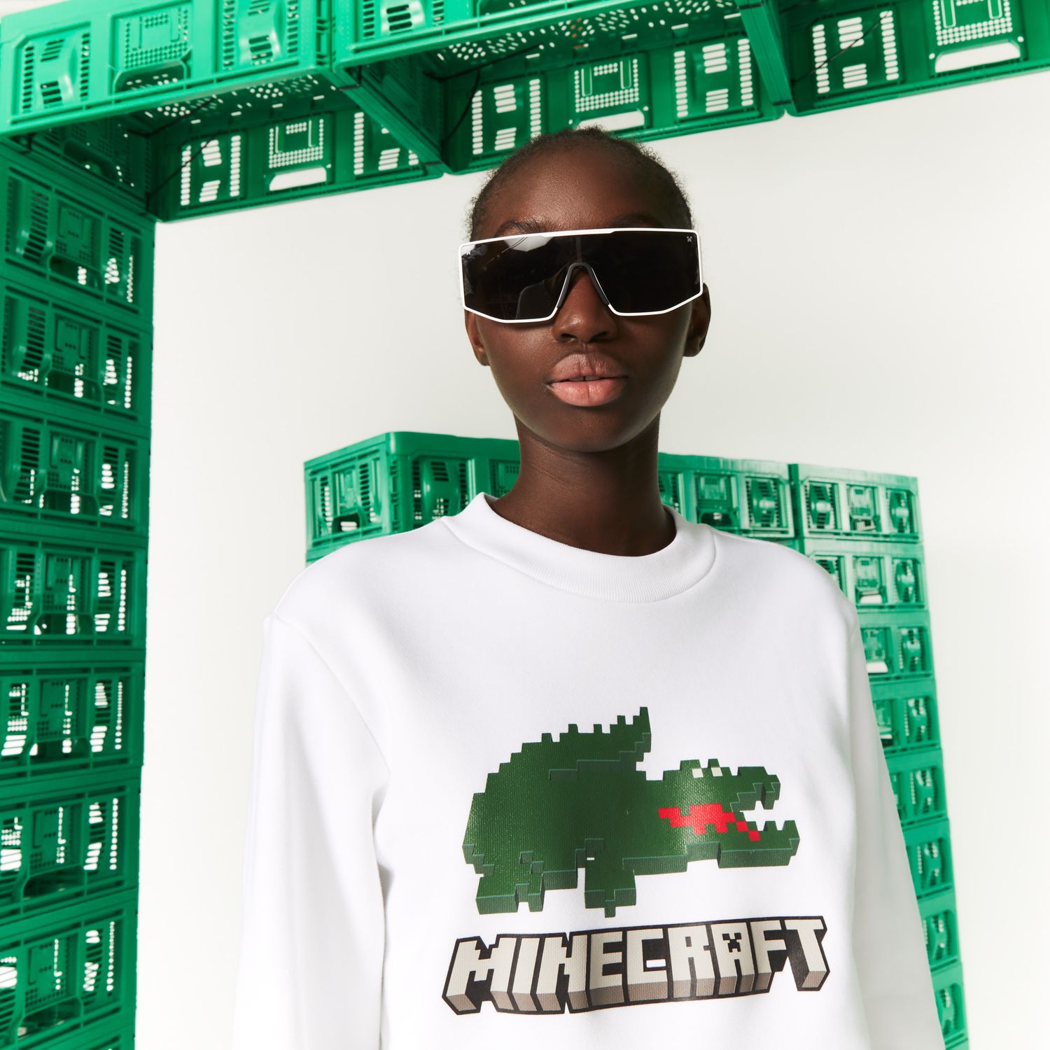 White Lacoste Mens Minecraft Hoodie - Get The Label