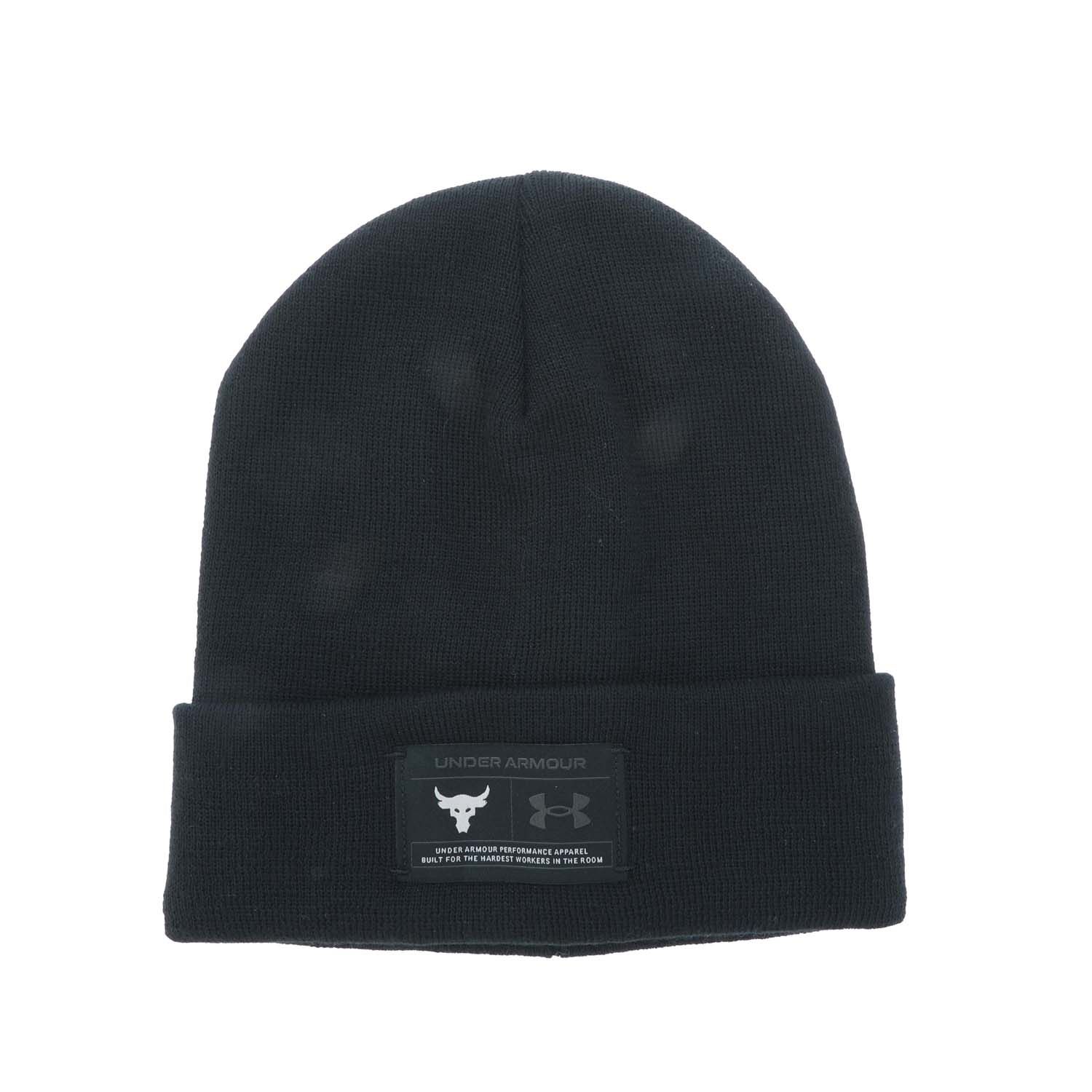 Black Under Armour Mens UA Project Rock Cuff Beanie - Get The Label