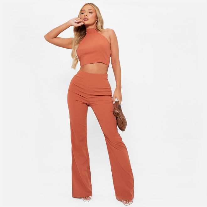 Textured Flared Trousers Co Ord