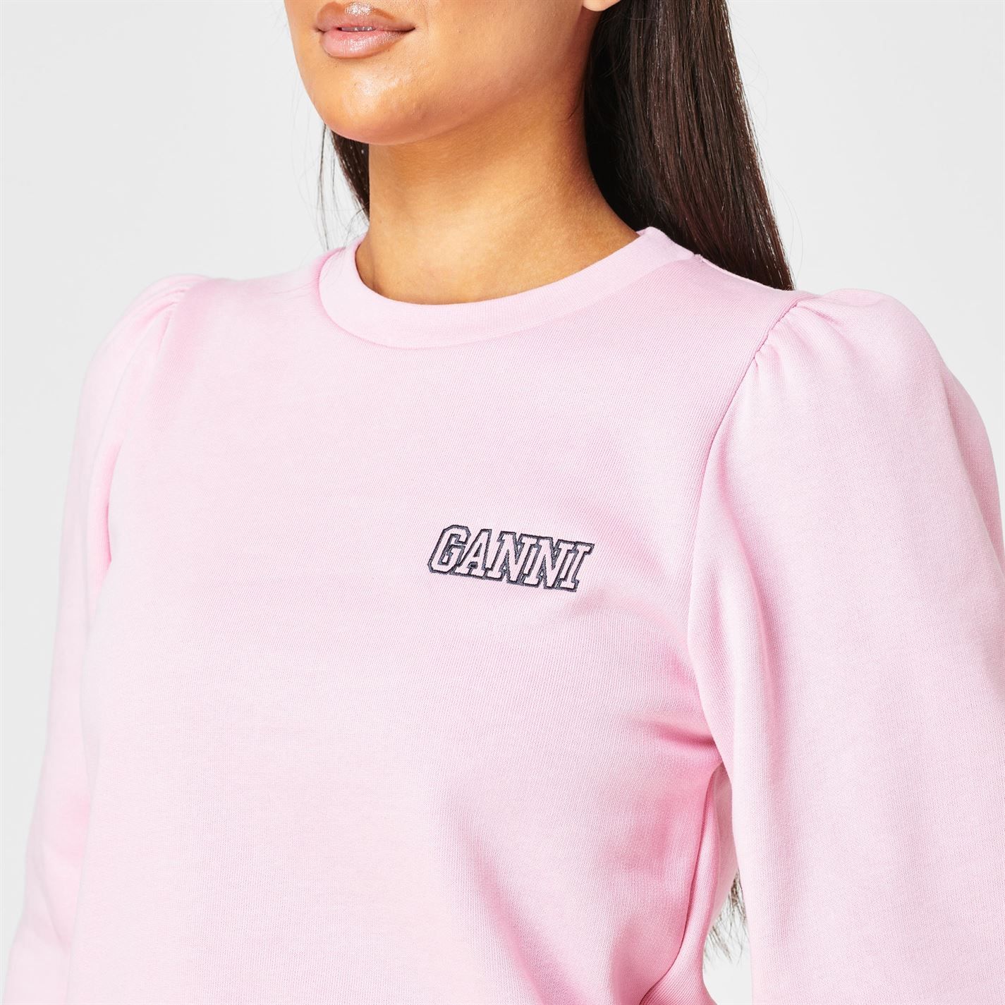 Ganni Software Isoli Puff Shoulder Sweatshirt in Pink