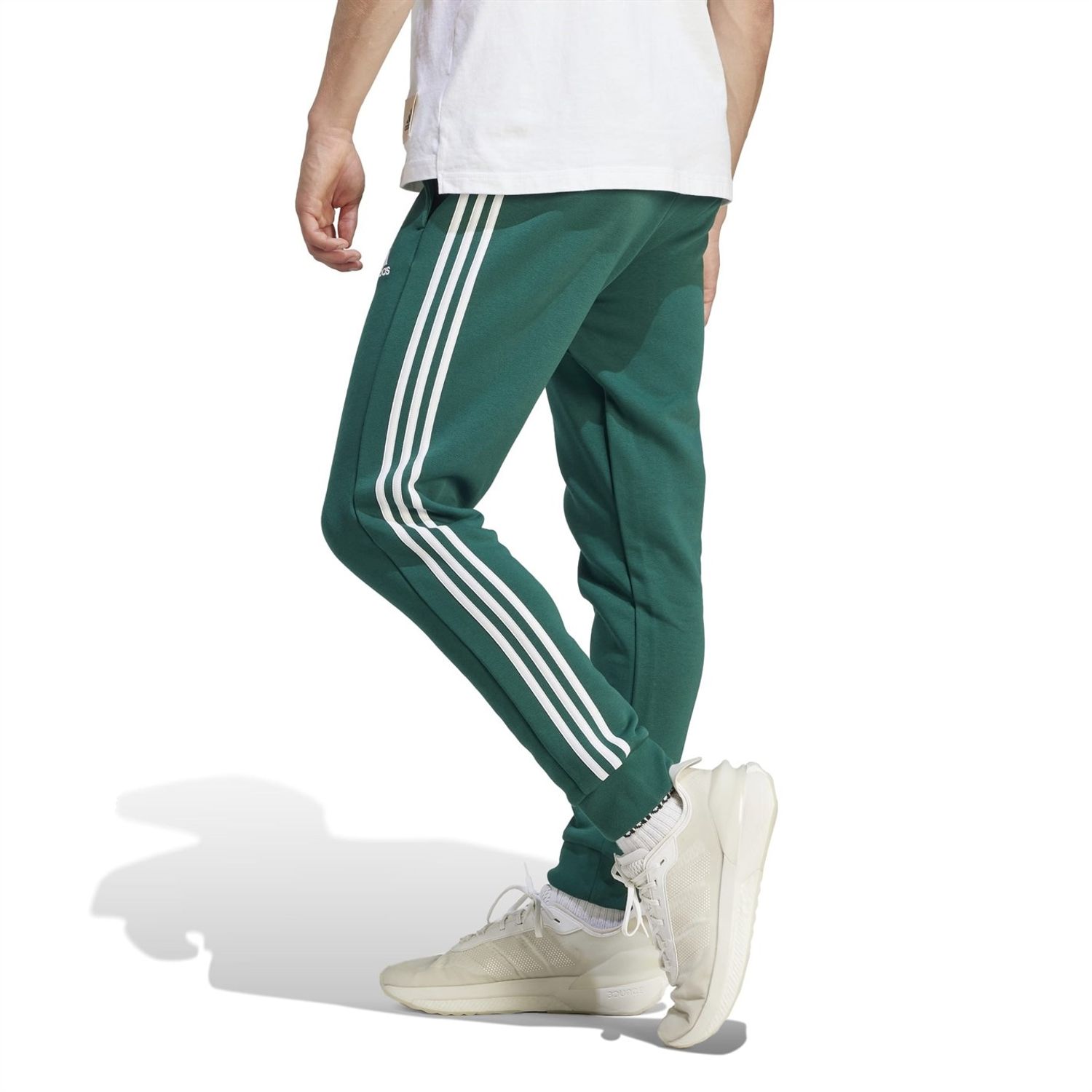 Green adidas Fleece Tapered Cuff 3 Stripes Joggers M - Get The Label