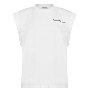ALEXANDER MCQUEEN Biker Bra Graphic-Print T-Shirt in WHITE