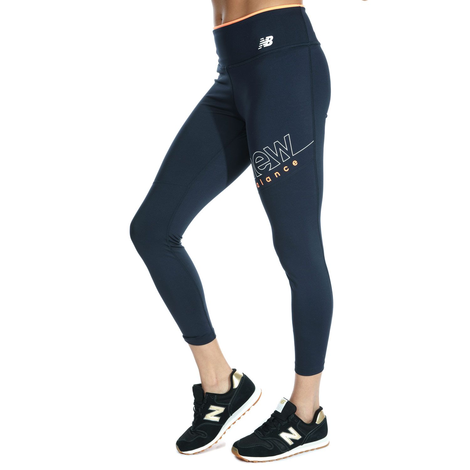 New Balance Womens Printed Fast Flight Tights in Navy