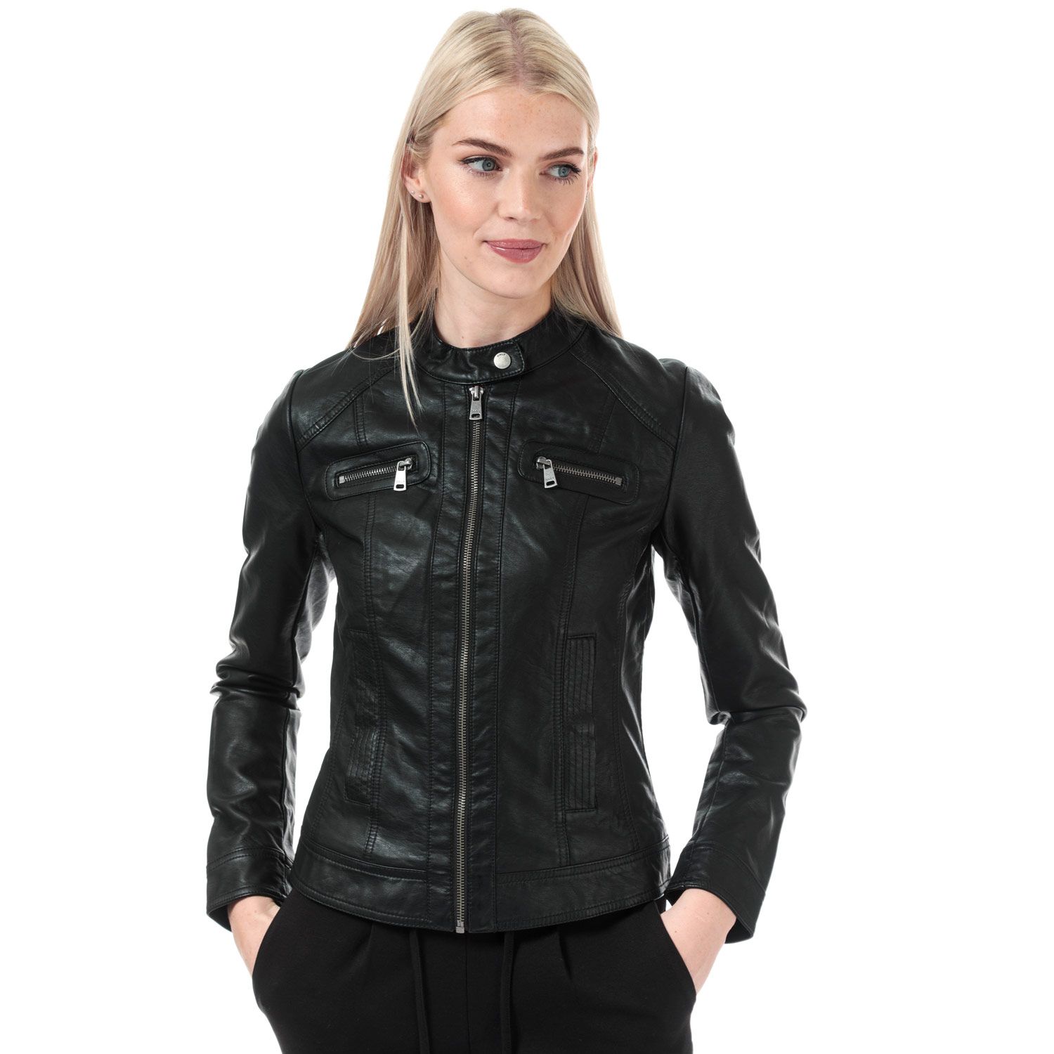 Womens Bandit Faux Leather Biker Jacket