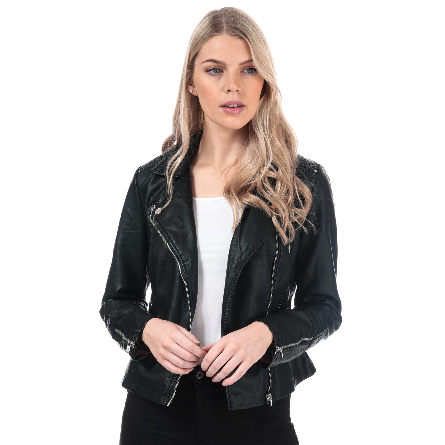 Womens Gemma Faux Leather Biker Jacket