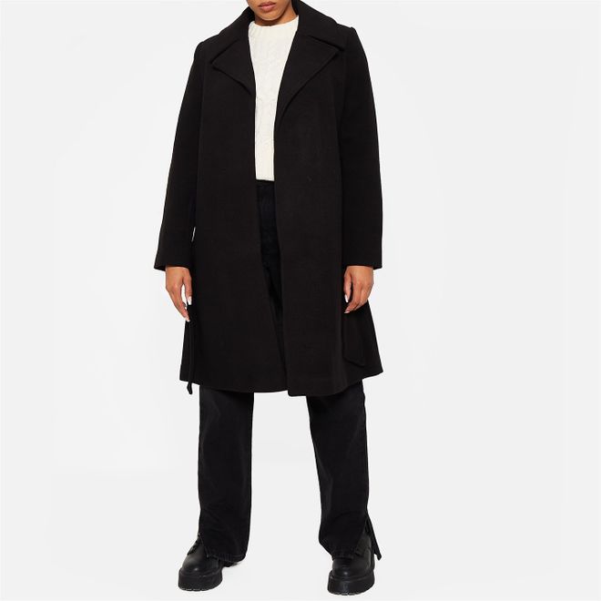 Faux Wool Lined Belted Formal Coat