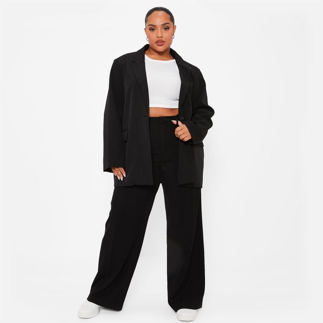 Pintuck Tailored Wide Leg Trousers