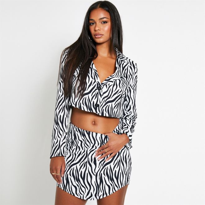 Zebra Print Mini Skirt Co Ord